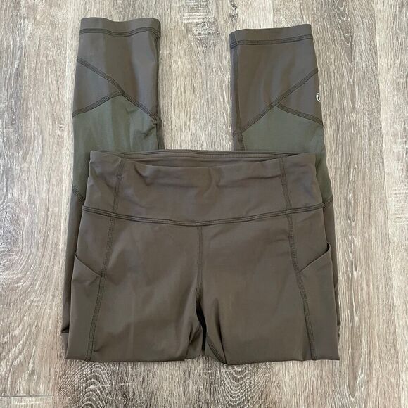 Lululemon Pace Rival Crop Legging Dark Olive - Size: 4 - Picture 5 of 12